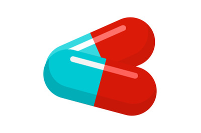 Medical pills icon, flat style