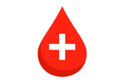 Medical blood drop icon, flat style