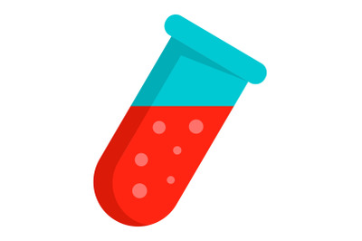 Blood test tube icon, flat style