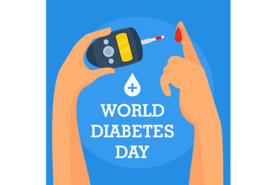 Human diabetes day concept background, flat style