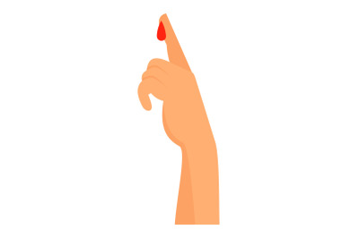 Finger blood test icon, flat style