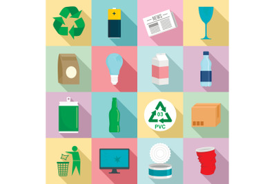 Recycles day icon set, flat style