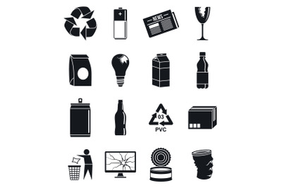 Eco recycles day icon set, simple style