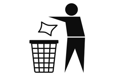 Drop garbage bin icon, simple style