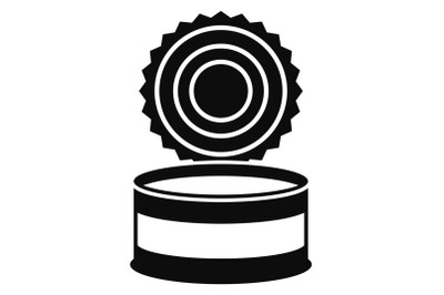 Open tin can icon, simple style