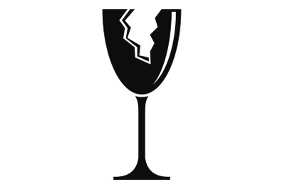 Cracked wine glass icon, simple style