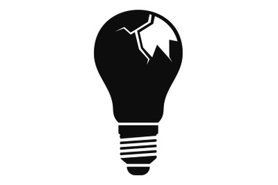 Broken bulb icon, simple style