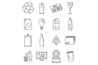 World recycles day icon set, outline style