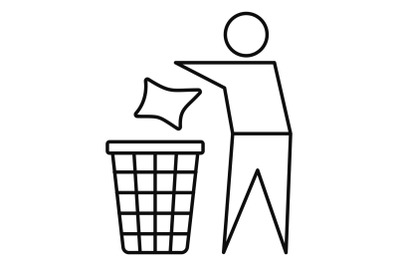 Drop garbage icon, outline style