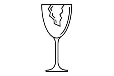 Cracked wine glass icon, outline style