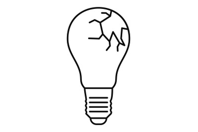 Broken bulb icon, outline style