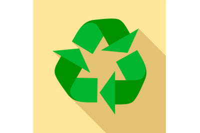 Recycle sign icon, flat style