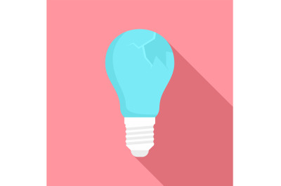 Broken bulb icon, flat style