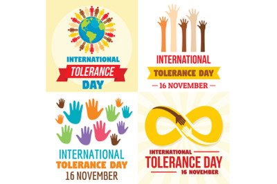 Tolerance day banner set, flat style