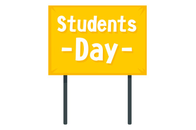 Student day banner icon, flat style