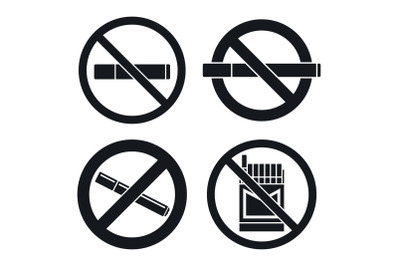 No smoking pub icon set, simple style