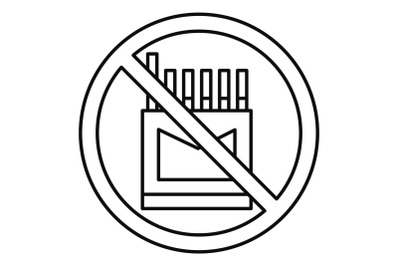 No cigarette pack icon, outline style