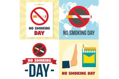 No smoking day banner set, flat style
