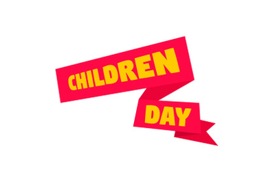 Children day banner icon, flat style
