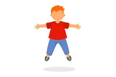 Kid boy jump icon, flat style