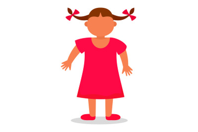 Happy girl kid icon, flat style