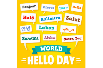 Hello day concept background, flat style