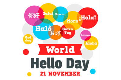 World hello day concept background, flat style