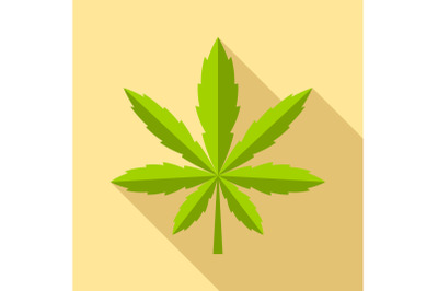 Cannabis leaf icon, flat style
