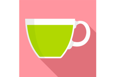 Cannabis tea cup icon, flat style