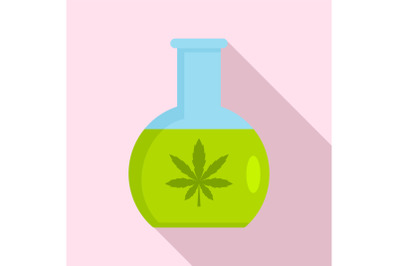 Marijuana flask icon, flat style