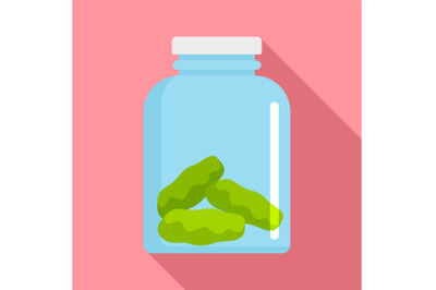 Cannabis jar icon, flat style