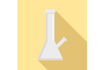 Chemical cannabis flask icon, flat style