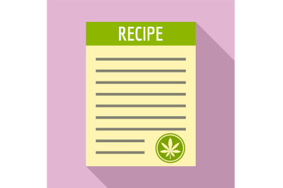 Recipe marijuana paper icon, flat style