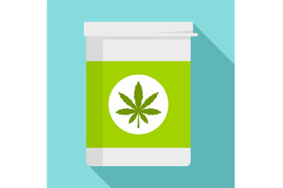 Marijuana pill box icon, flat style