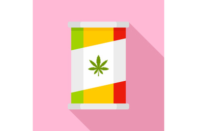 Marijuana tin can icon, flat style