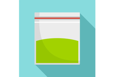 Cannabis plastic pack icon, flat style