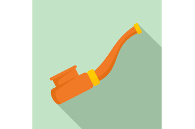 Cannabis smoking pipe icon, flat style