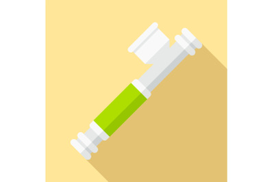 Marijuana smoke pipe icon, flat style