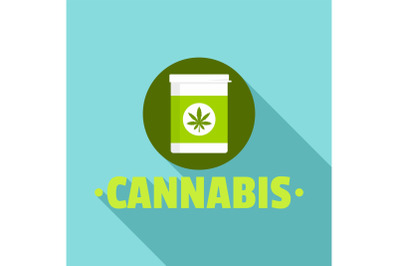 Cannabis pill box logo, flat style
