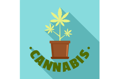 Cannabis pot plant logo, flat style
