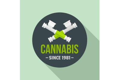 Cannabis smoking pipe logo, flat style