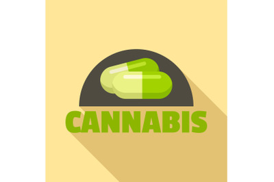 Cannabis pill logo, flat style
