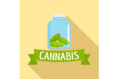 Cannabis glass jar logo, flat style