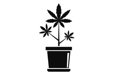 Cannabis plant pot icon, simple style