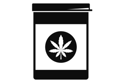 Marijuana pill box icon, simple style