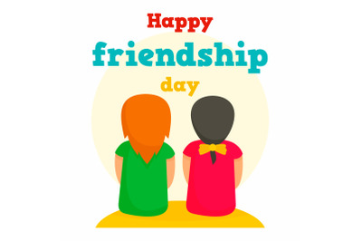 Happy friendship day concept background, flat style
