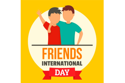 Friends day concept background, flat style