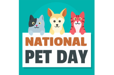 National pet day concept background, flat style