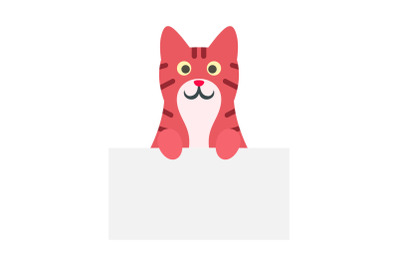 Cute red cat icon, flat style