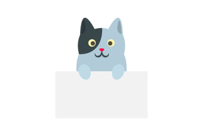 Cute grey cat icon, flat style